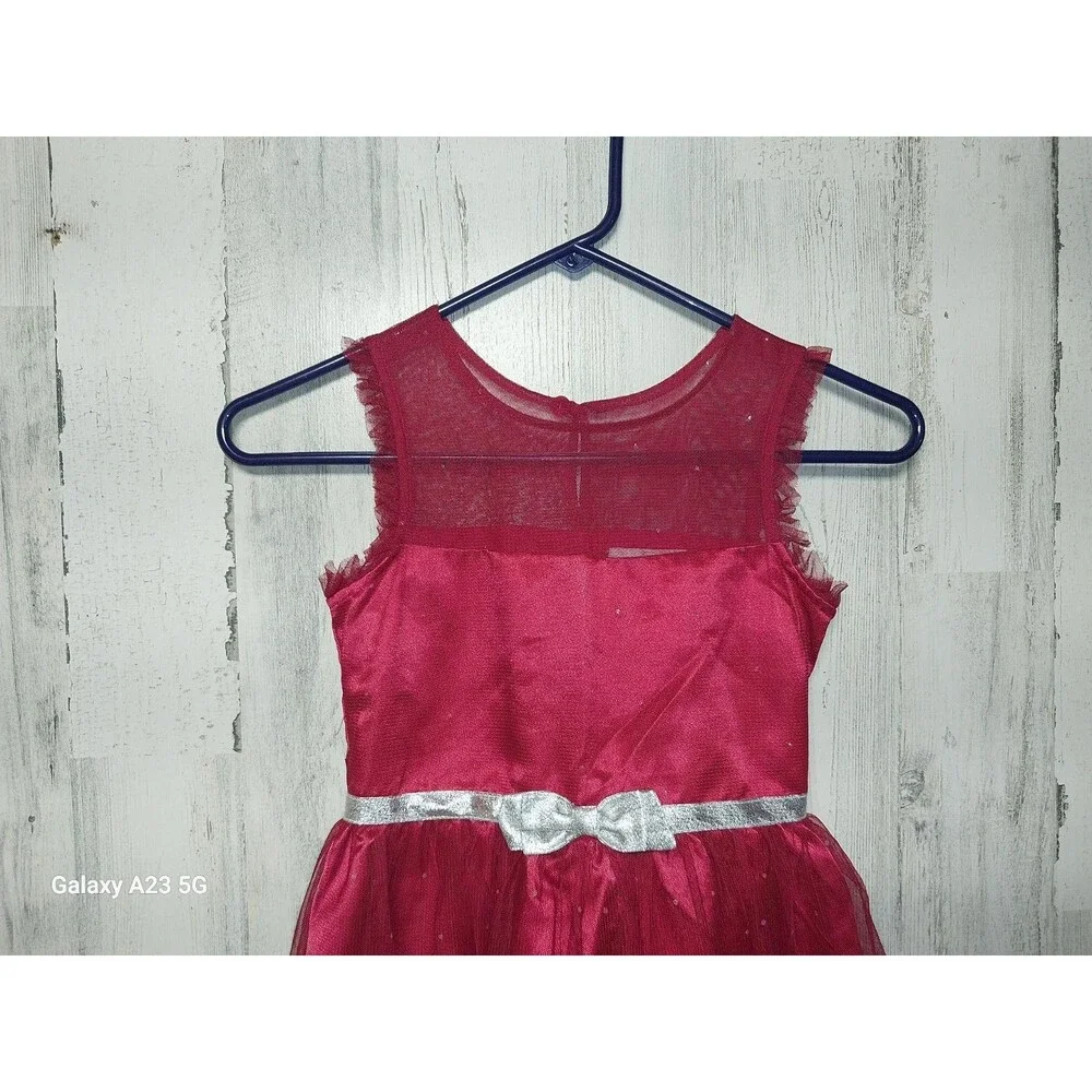 Jona Michelle Girls Sz 8  Red Dress w/  Silver Bling Floral